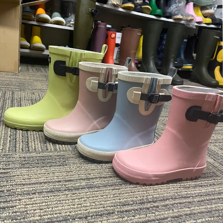 Children gusset rubber gumboots for kids size 21-35