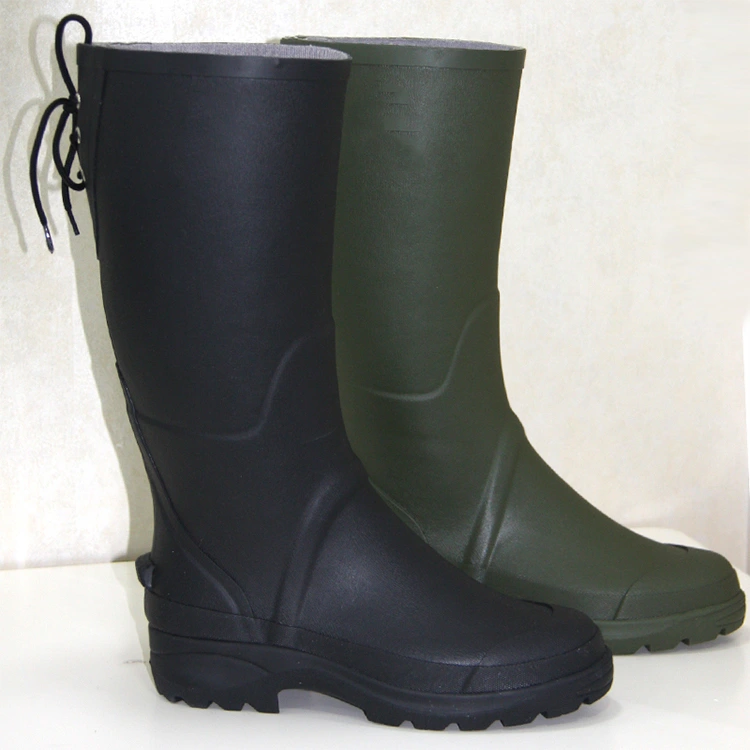 Wide calf lace up rain boots for women