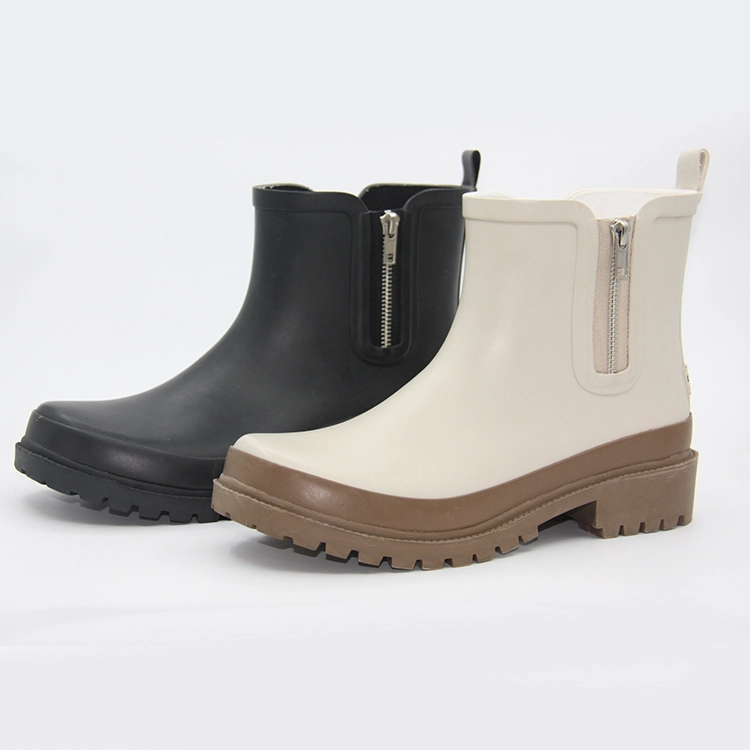 Ladies rubber ankle wellington boots with zips