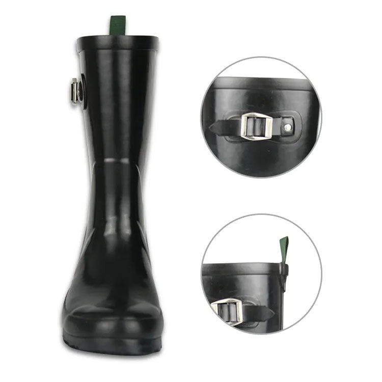 Ladies rubber rain boots with strap