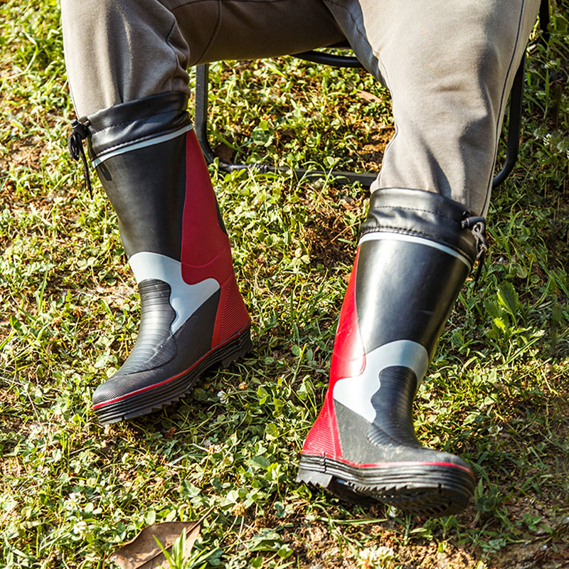 Customizable height lining rubber wellingtong boots for men