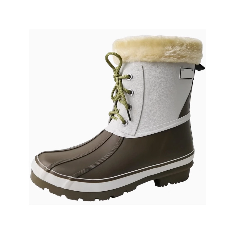 Ladies TPR sole fur lining rubber snow boots
