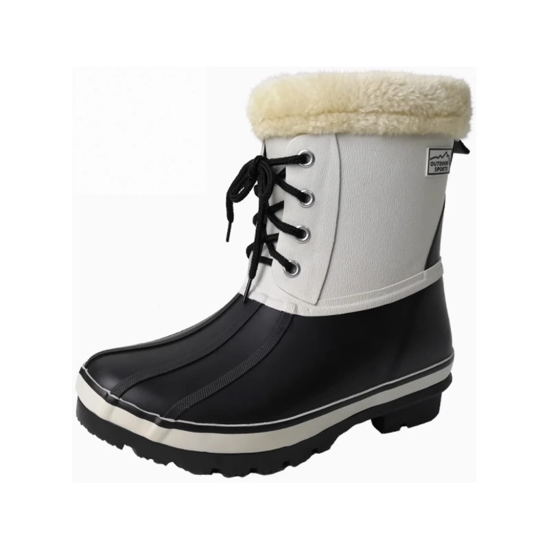 Ladies TPR sole fur lining rubber snow boots