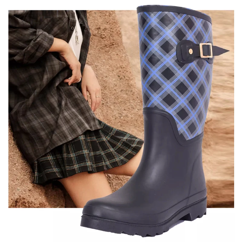 Ladies knee high rubber wellington boots