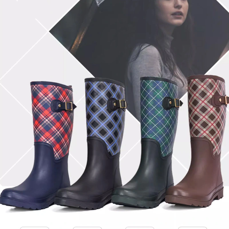 Ladies knee high rubber wellington boots