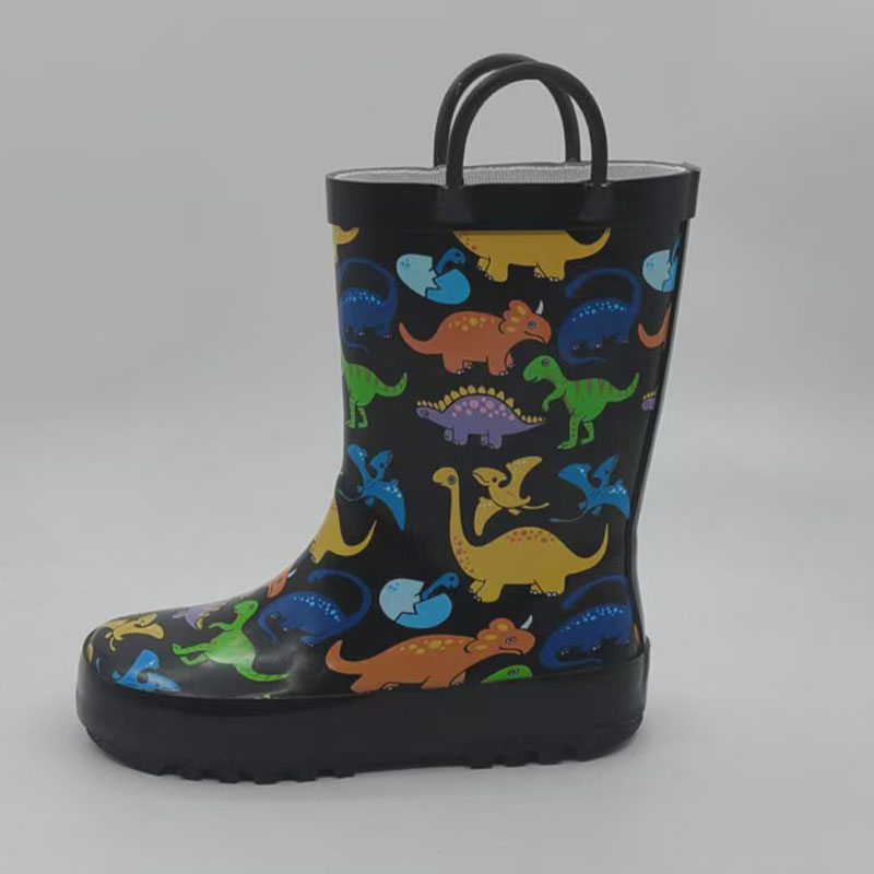 Natural rubber dinosaur printing wellingtong boots children
