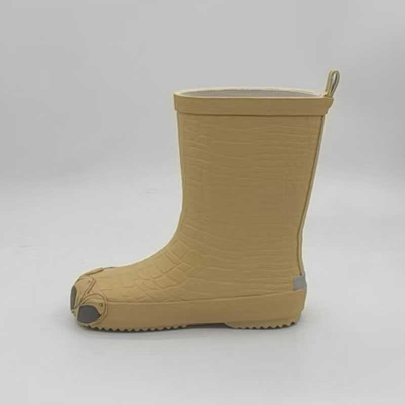 Yellow paw natural rubber toddler/kids rain boots