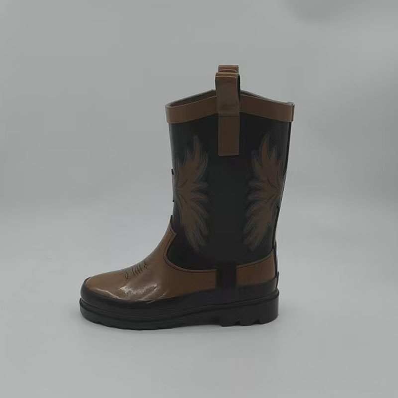 Kids western waterproof rubber rain boots for children
