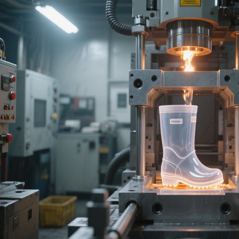 Three color injection molded PVC transparent rain boots for kids mother