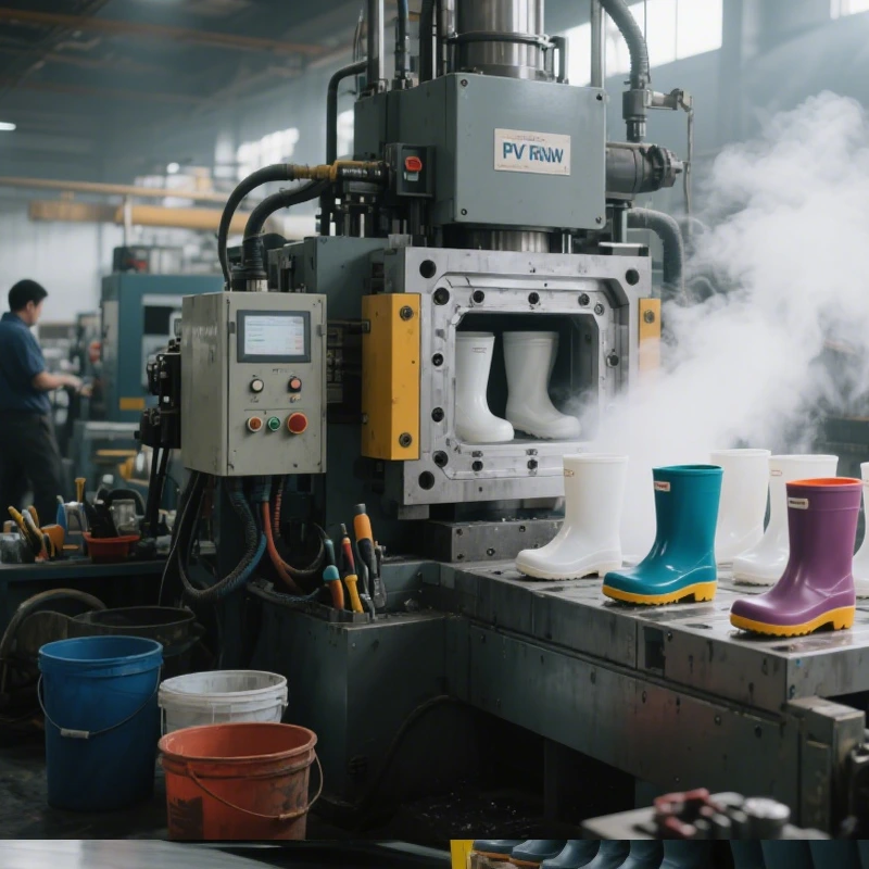 Orange PVC injection wellington boots for men
