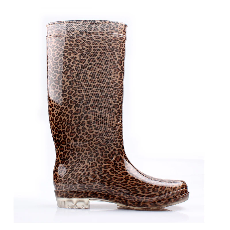 PVC transparent heeled rain boots
