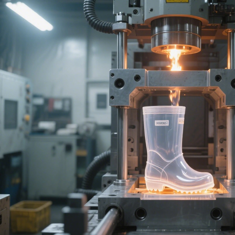 PVC transparent heeled rain boots
