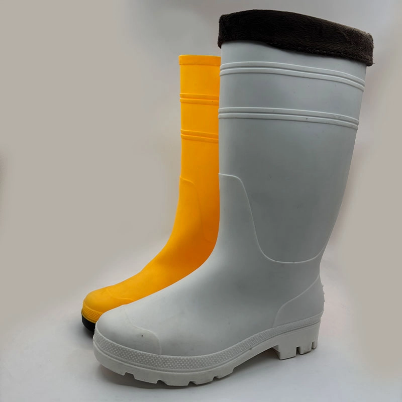White knee high pvc boots with removable socks