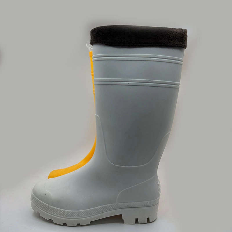 White knee high pvc boots with removable socks