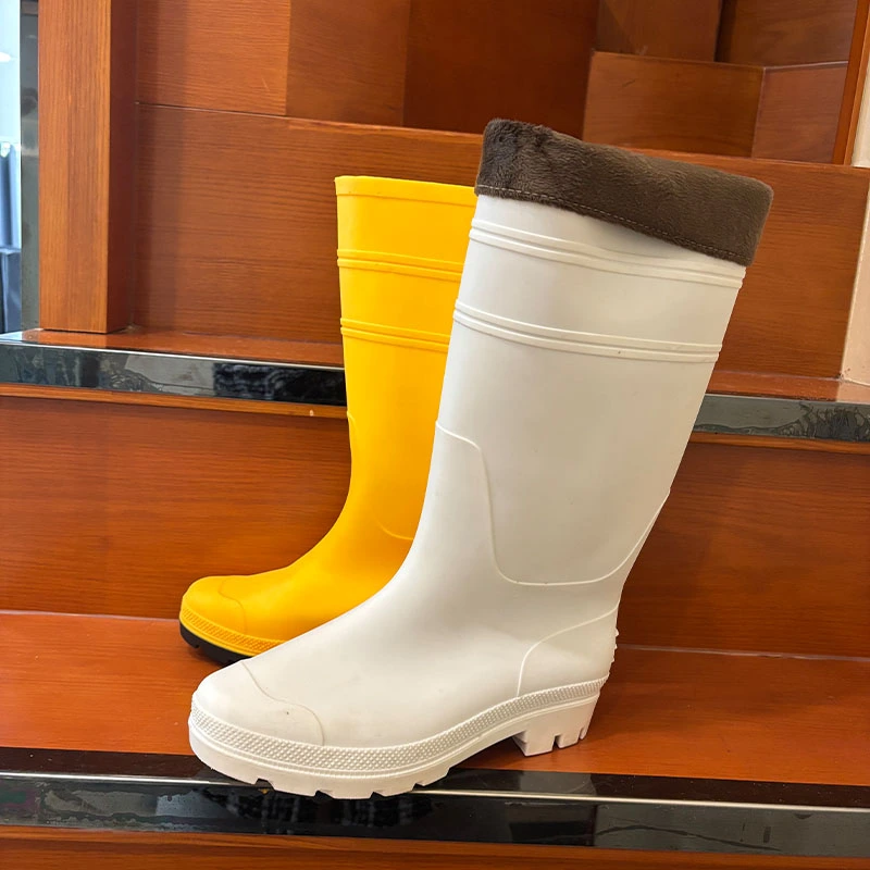 White knee high pvc boots with removable socks