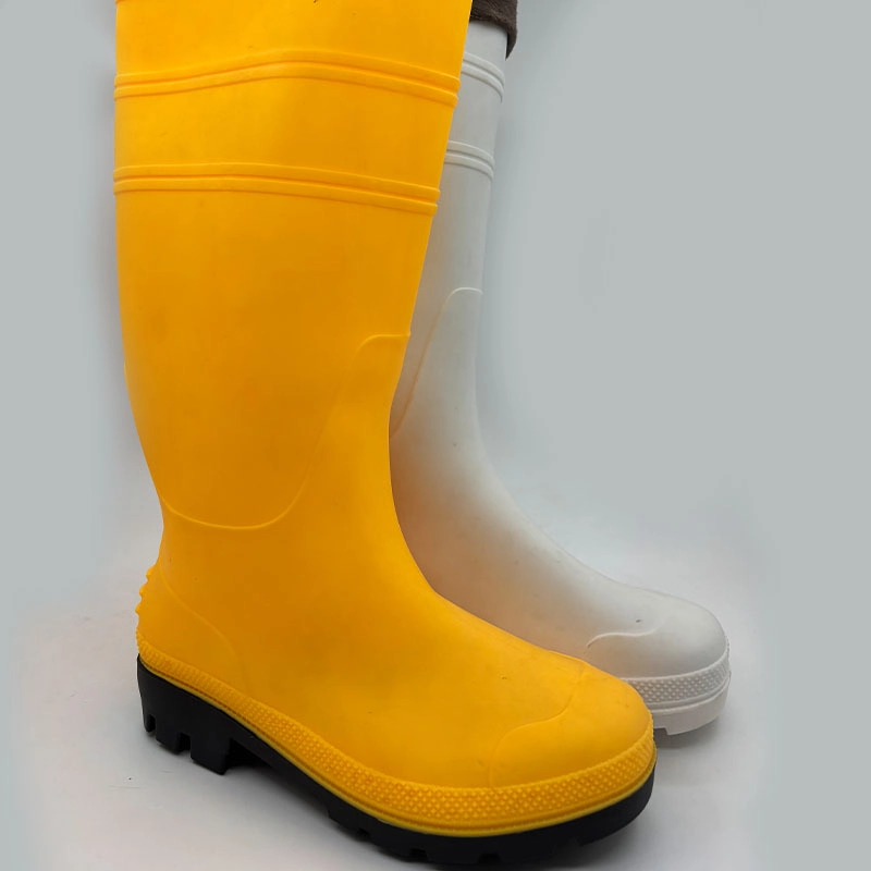 White knee high pvc boots with removable socks