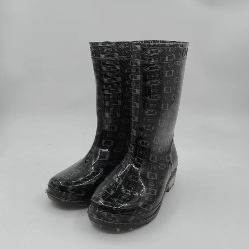 Footprints and heart print ransparent pvc rain boots for women kids