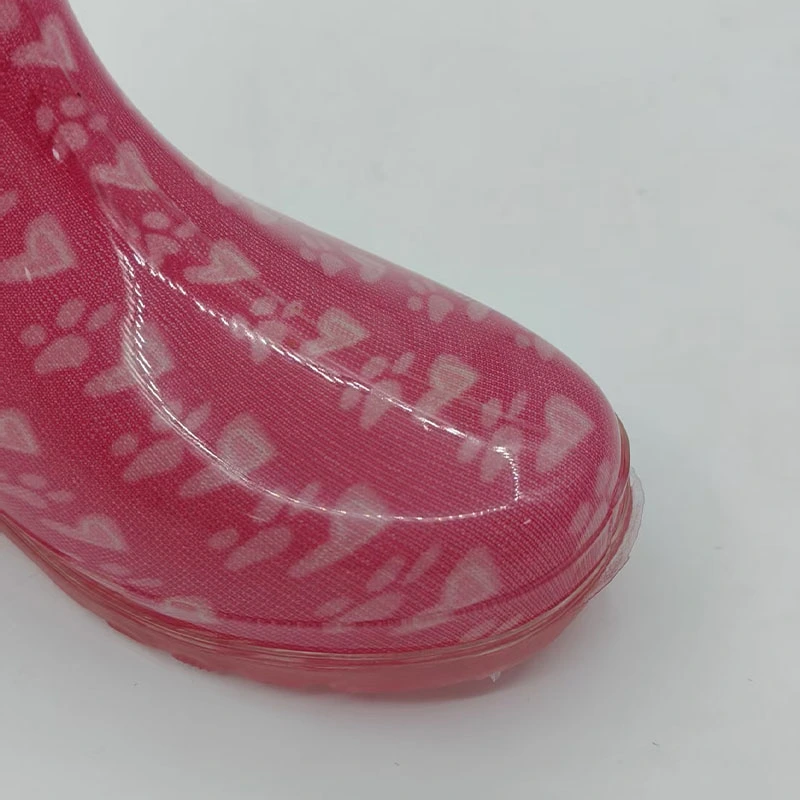 Footprints and heart print ransparent pvc rain boots for women kids