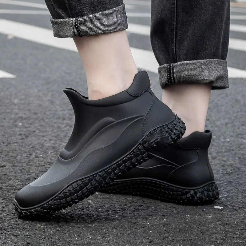 PVC slip-on short boots for men