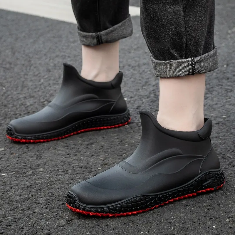 PVC slip-on short boots for men