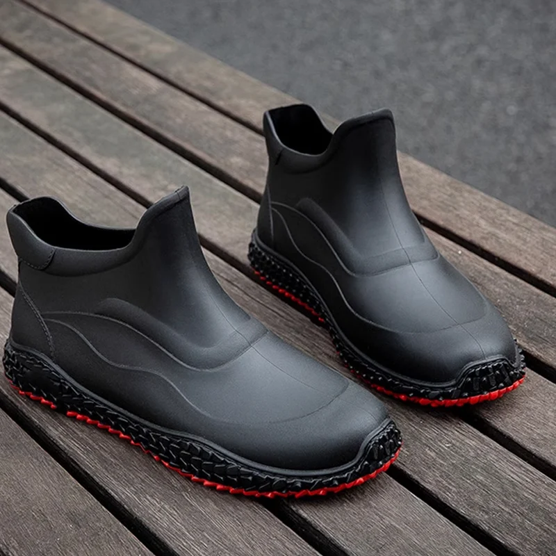 PVC slip-on short boots for men