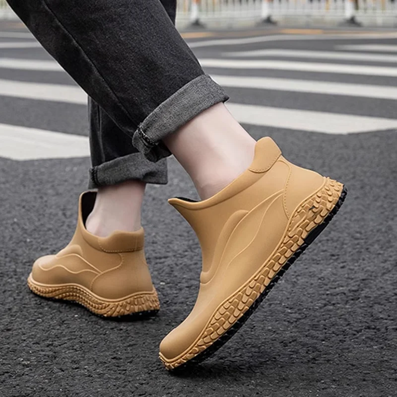 PVC slip-on short boots for men