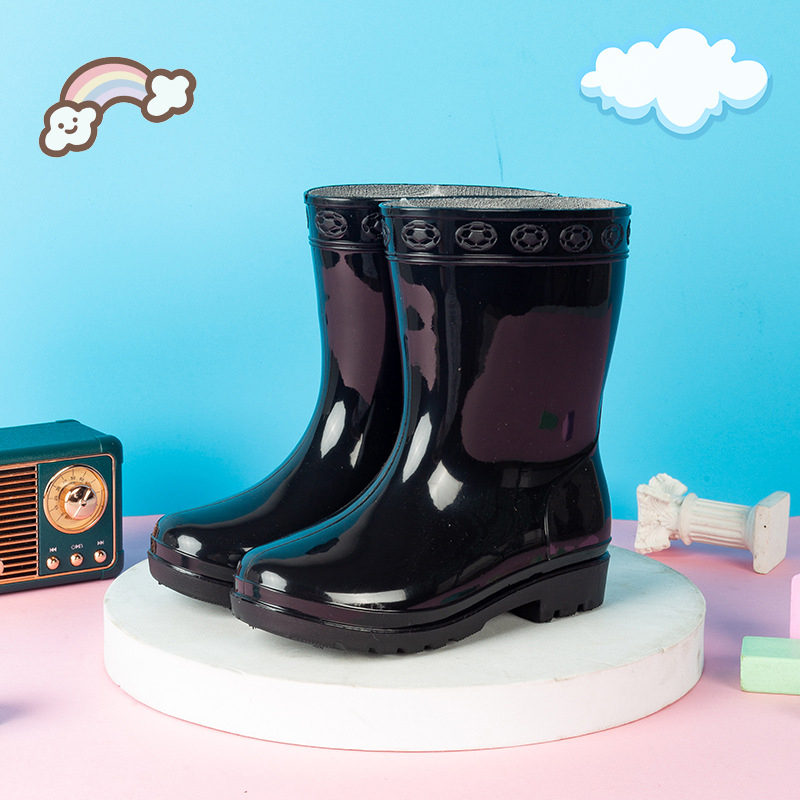 Base style lined jelly boots for kids women