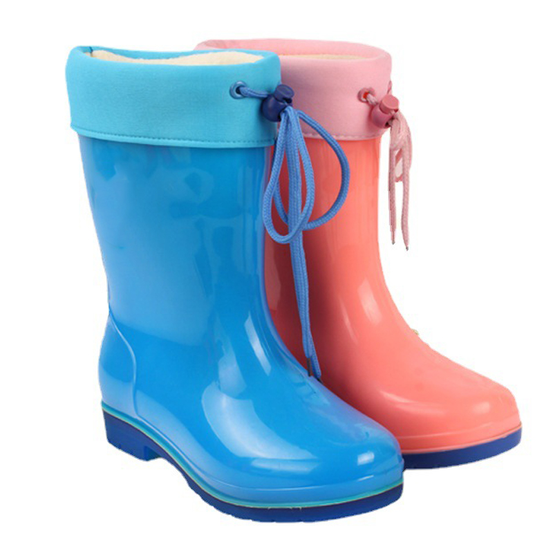OEM kids PVC boots with removable fur socks