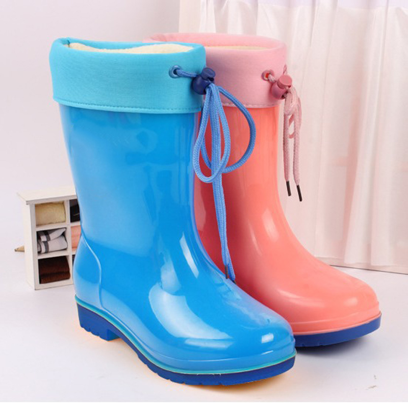OEM kids PVC boots with removable fur socks