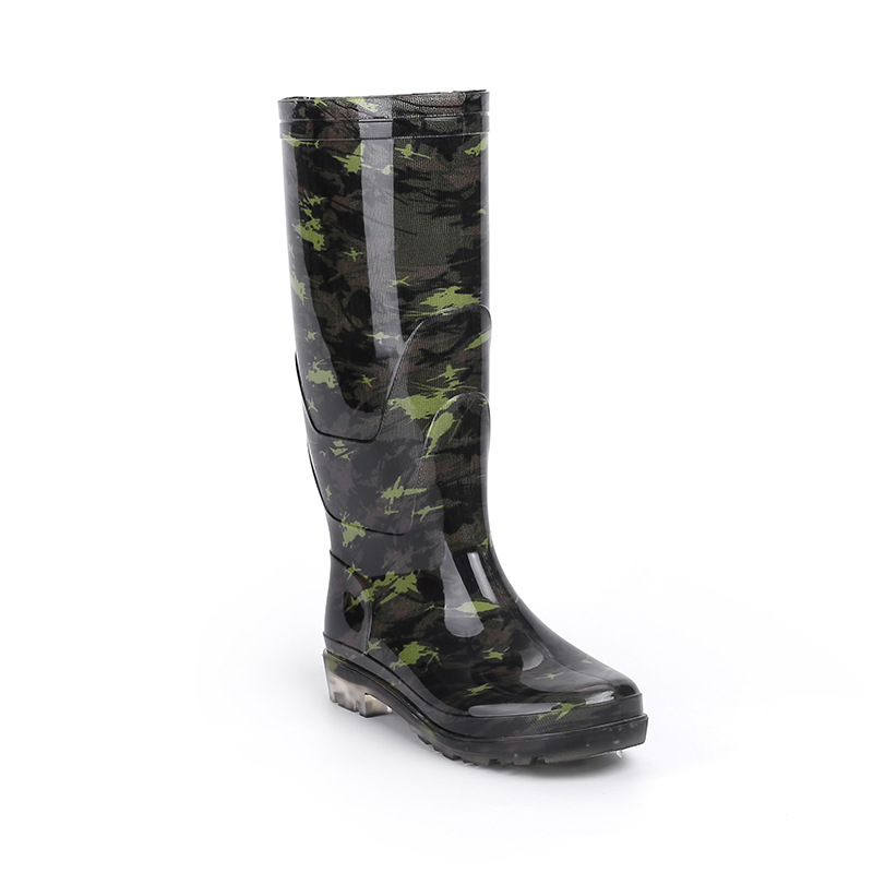Knee high camouflage lined PVC boots for men
